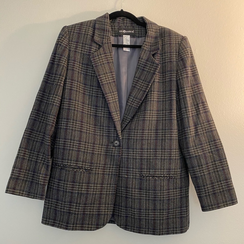 Vintage Sag Harbor Plaid Blazer